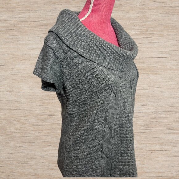 Express Gray Wool Chunky Long Sweater Top Y2K Size Medium Knitwear Office Siren - Picture 2 of 5